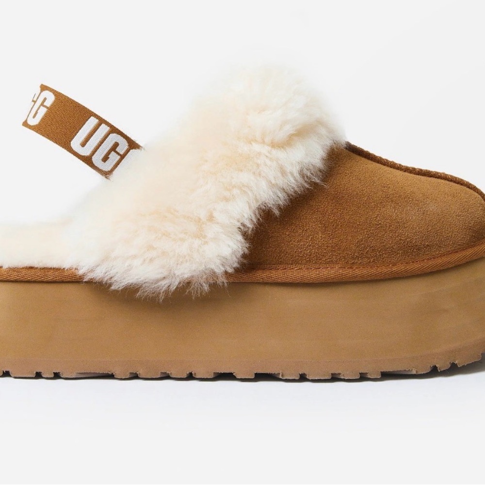 UGG Women's Brown and Cream Fluffy Platform Mules